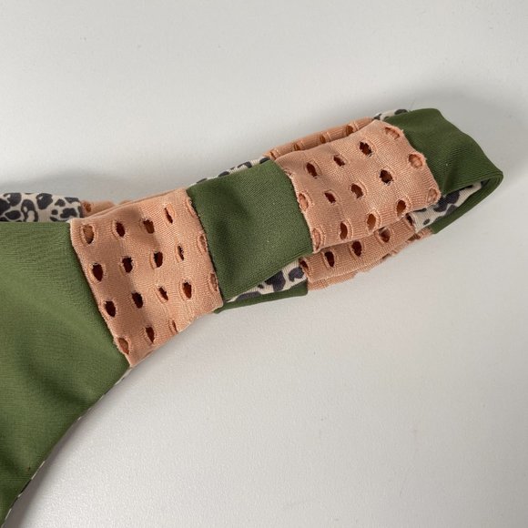 ACACIA Swimwear Green Palm Topless Mesh Bottom Size XS / P Bikini Swimsuit - Picture 2 of 9